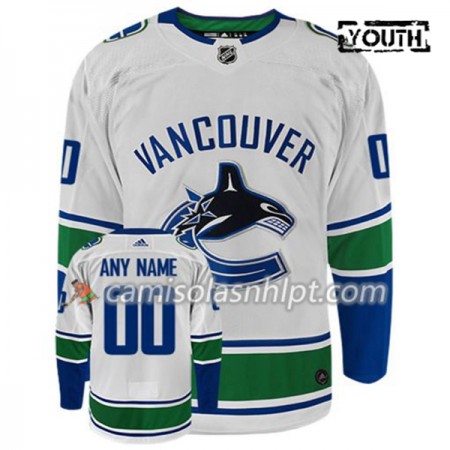 Camisola Vancouver Canucks Personalizado Adidas Branco Authentic - Criança